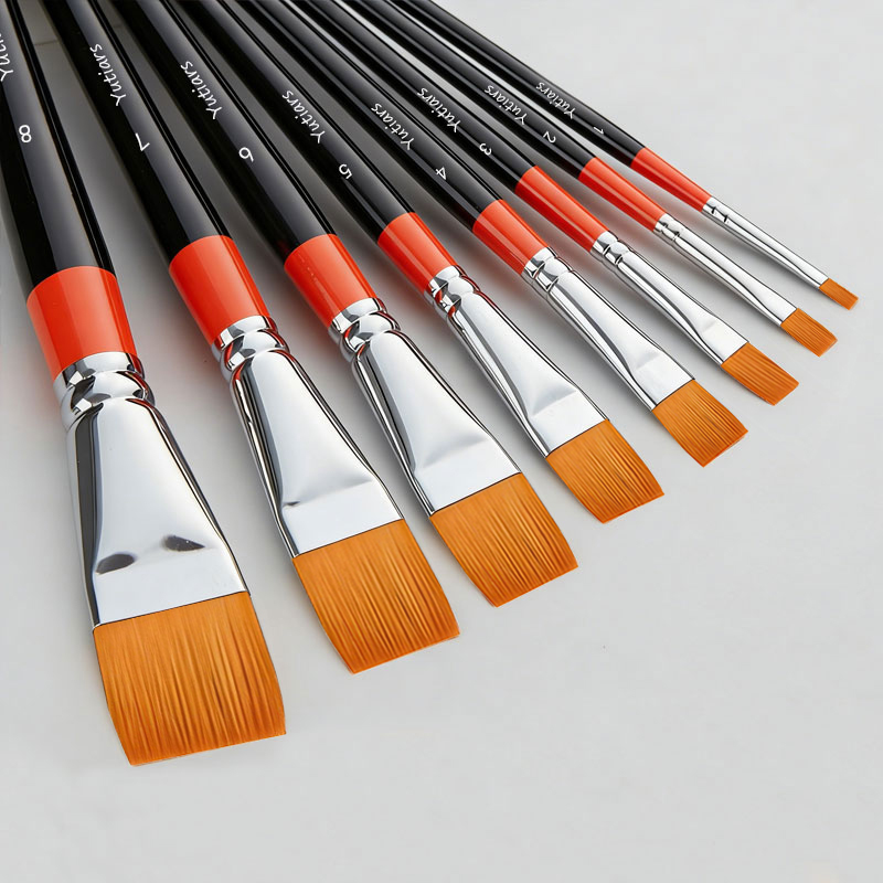 Gouache Paint Set - 1 Stück Künstler-Flachpinsel mit Nylonhaar für