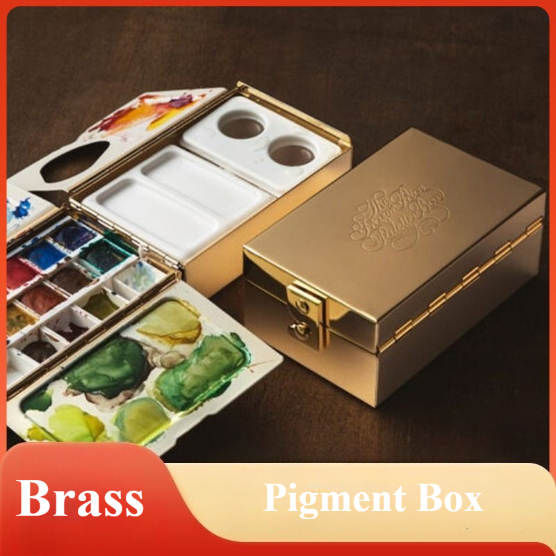 Gouache Paint Set - Multifunktionale Reise-Aquarellbox aus Messing, galvanisiert, tragbar,
